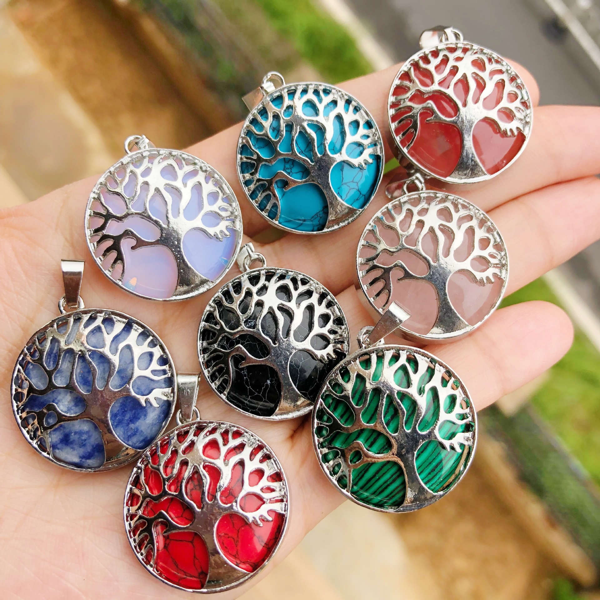 Tree of Life Pendant, CHAKRA Crystal Pendant - Heart - Tree of