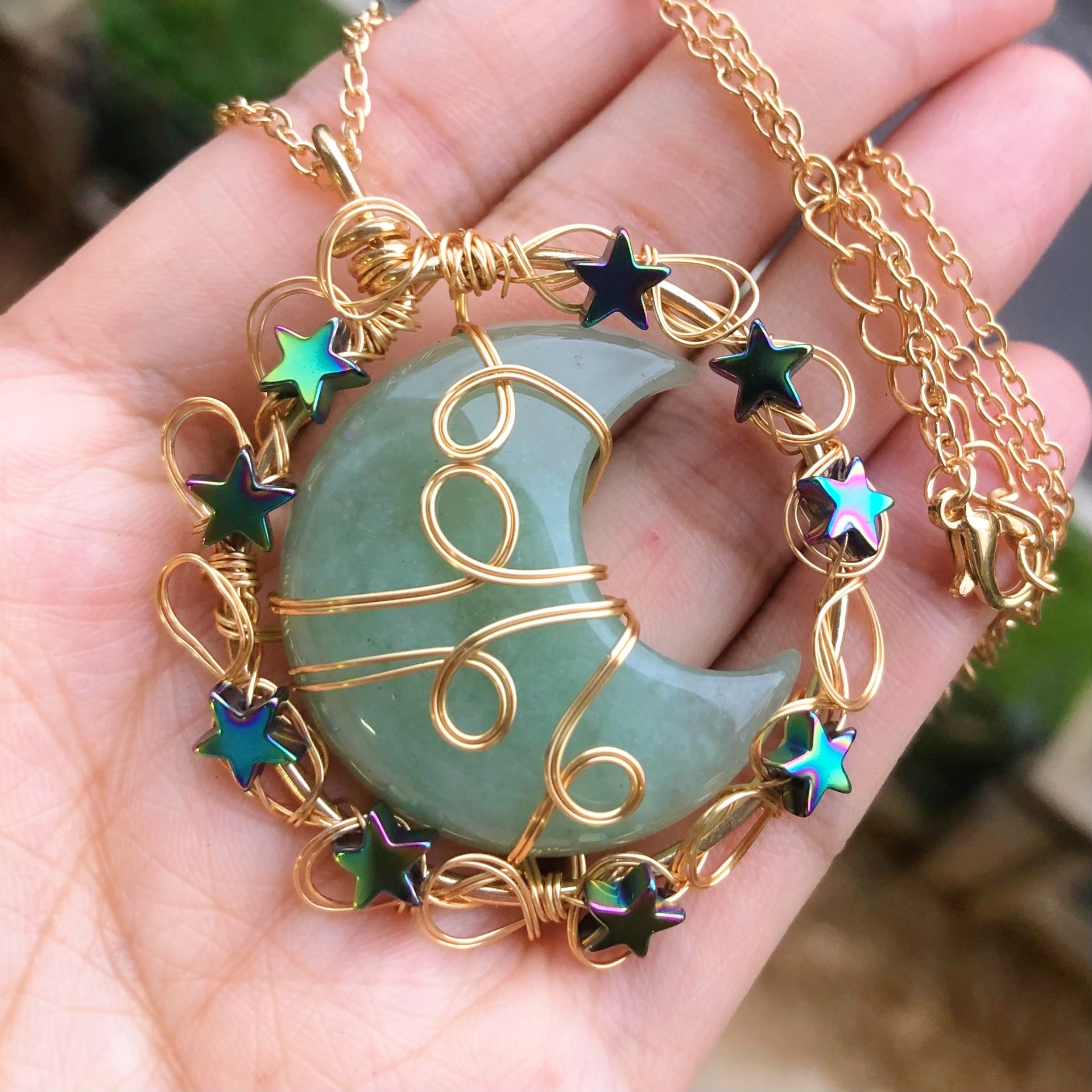 Stone Moon Pendant Necklace Magic