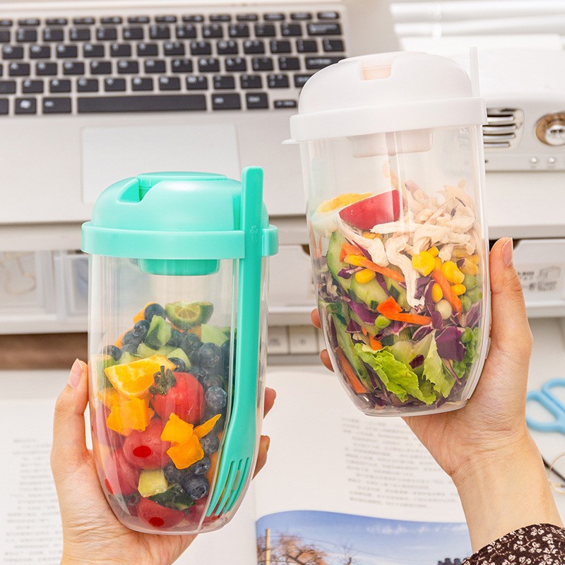 Salad Cup, Salad Shaker, Plastic Healthy Salad Container, With Fork, Salad  Dressing Holder, Salad Cup For Picnic Lunch And Breakfast Kitchen  Organization And Storage Home Kitchen Items Back To School Supplies 