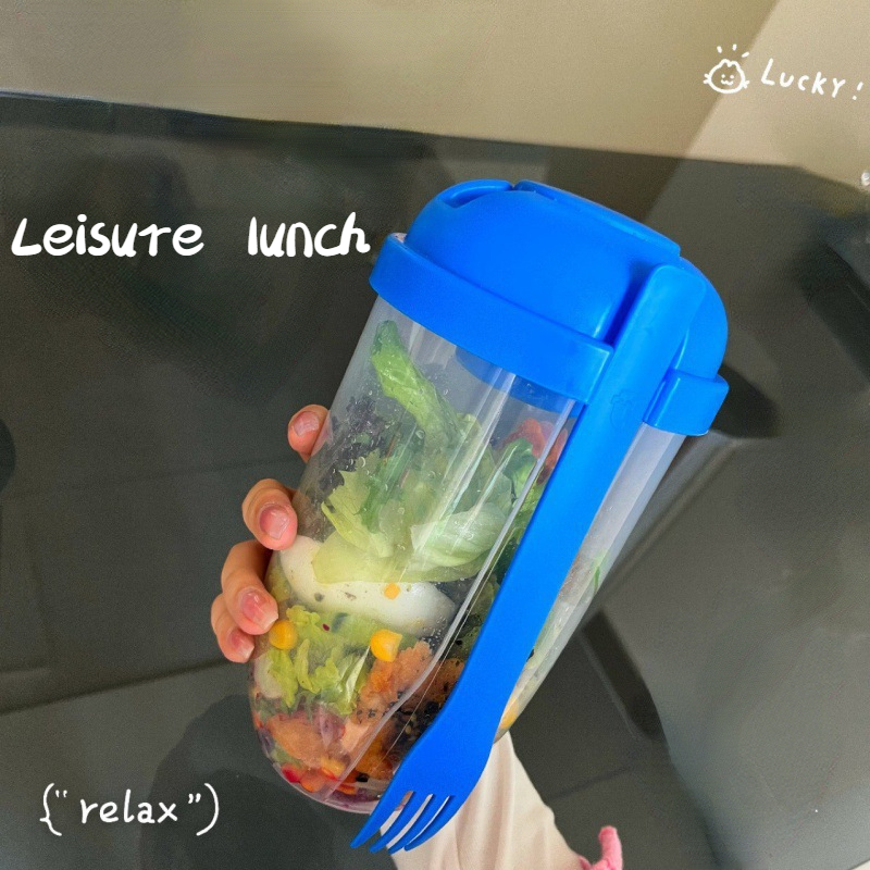 2 Tier Keep Fit Salad Meal Shaker Cup With Fork And Dressing - Temu