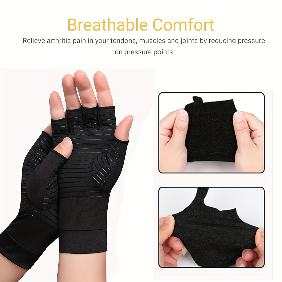 Compression Fingerless Gloves for Typing Anti Slip Comfortable Handwear