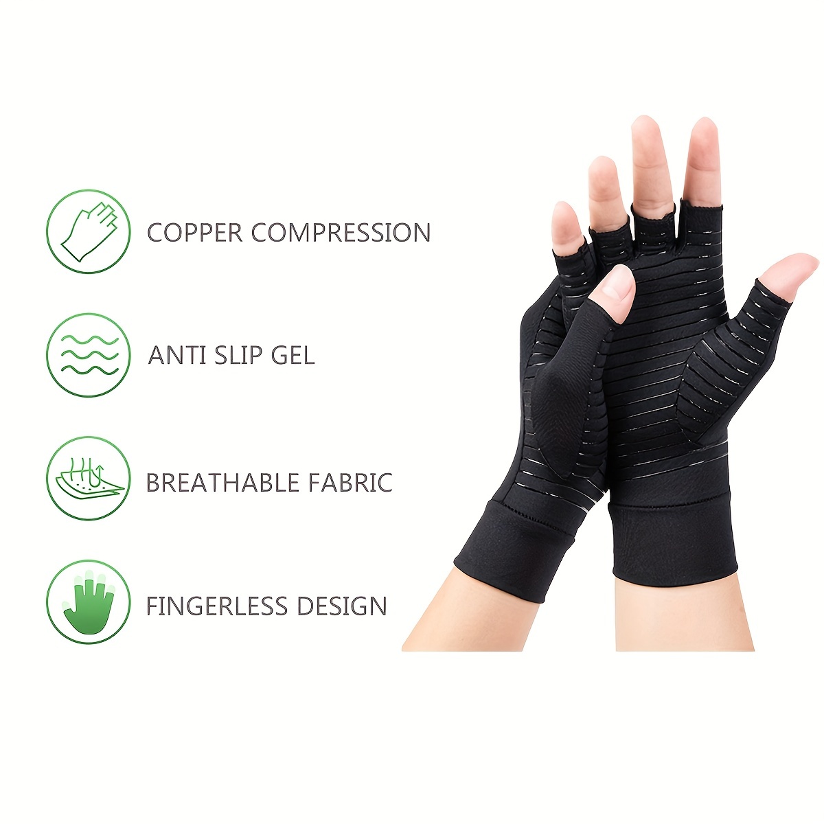Compression Fingerless Gloves for Typing Anti Slip Comfortable Handwear