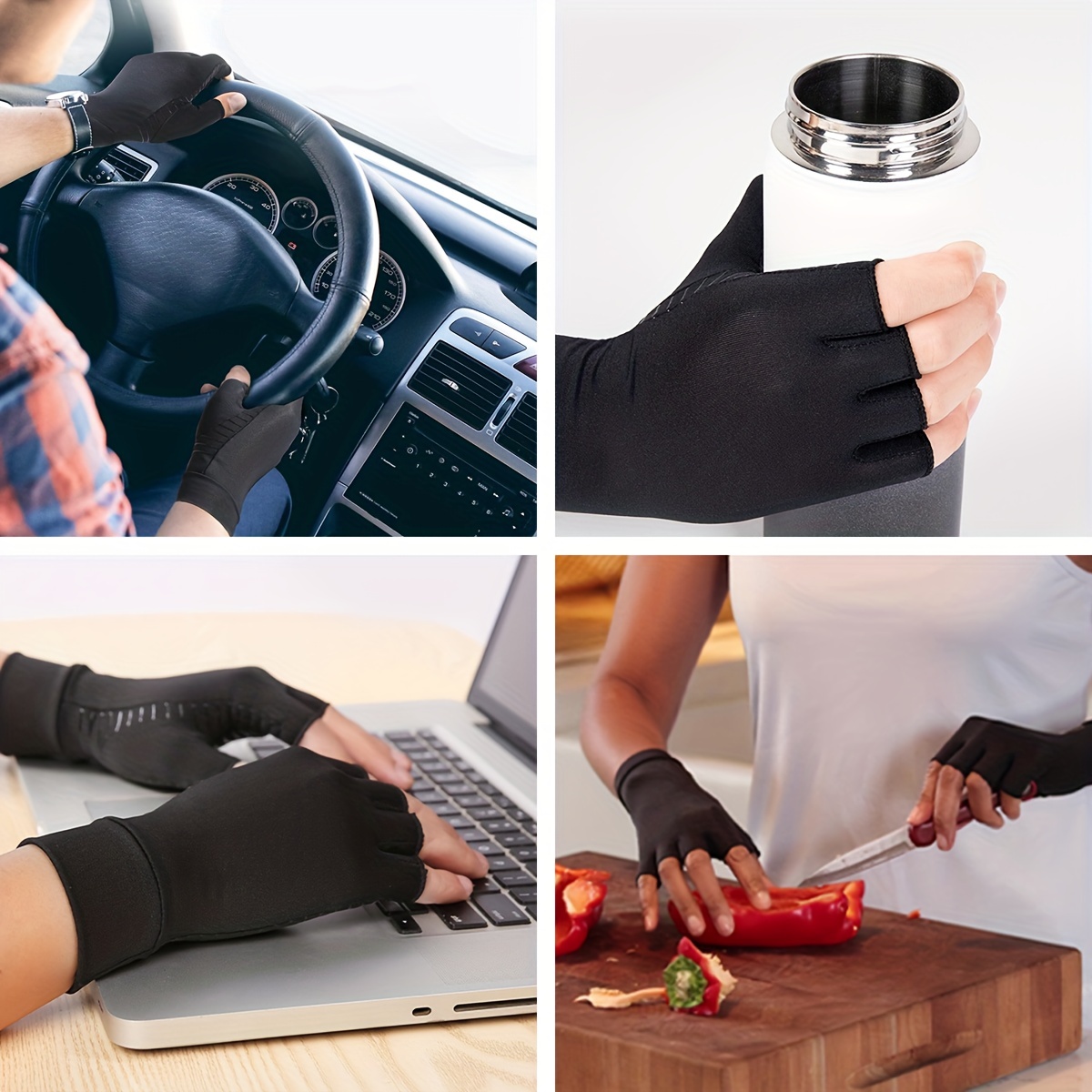 Compression Fingerless Gloves for Typing Anti Slip Comfortable Handwear