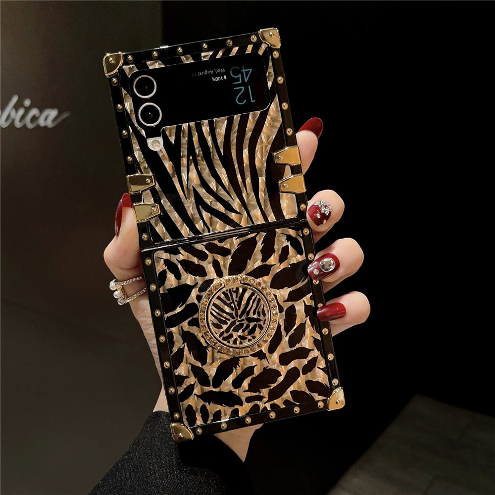 Luxury Leather Ring Case for Samsung Galaxy Z Flip 5 3 Zflip 4