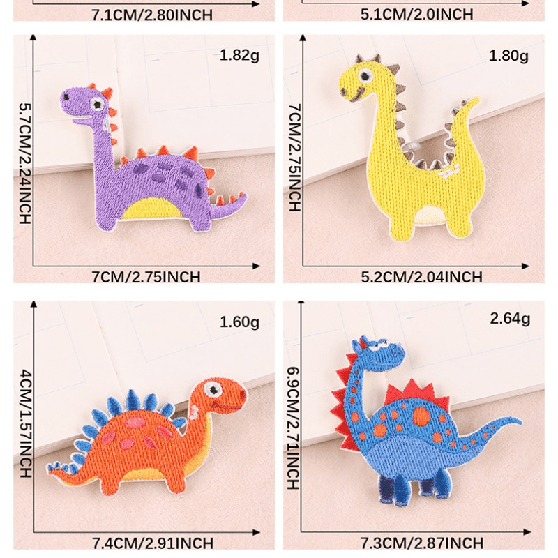 1set/2pcs Embroidered Badges Clothing Accessory Diy Iron-on Stickers For  Clothes, Hats, Bags With Dinosaur & Car Pattern