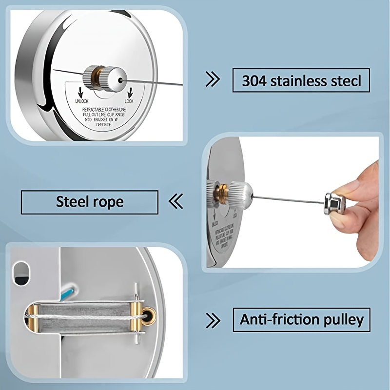 Retractable Clothesline 304 Stainless Steel Anti Friction - Temu