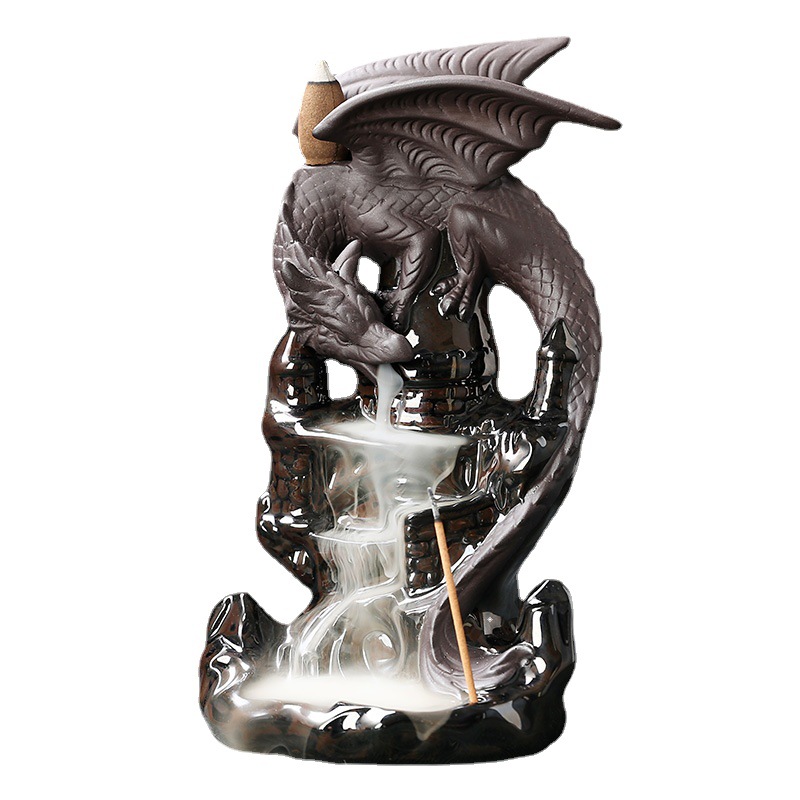Quemador de Incienso Cascada Reflujo Distintivo Forma de dragón Flujo de  Incienso Quemador de Incienso Soporte Ornamento Decorativo para el hogar