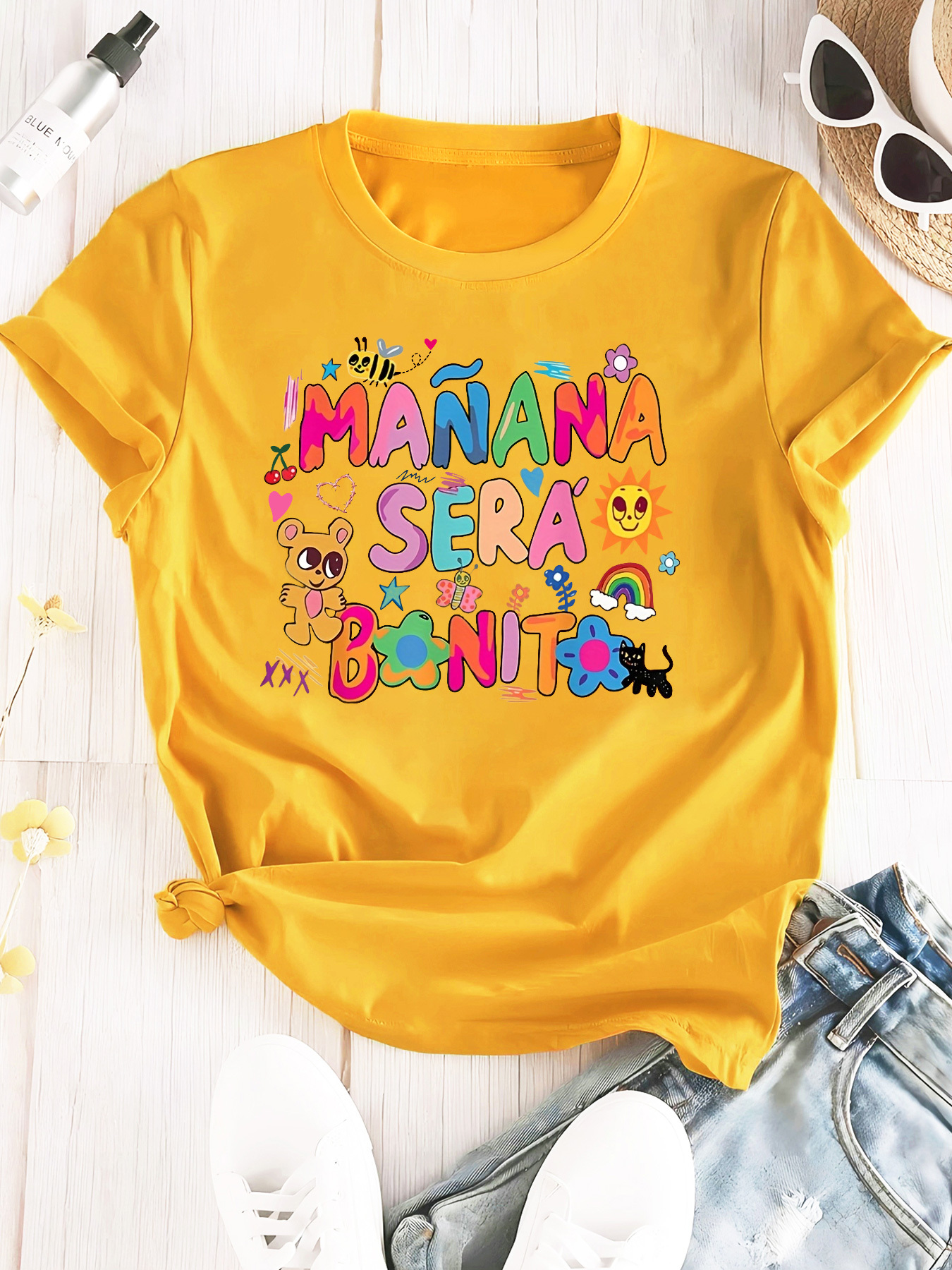 Colorful Letter Print Crew Neck T shirt Casual Short Sleeve Temu