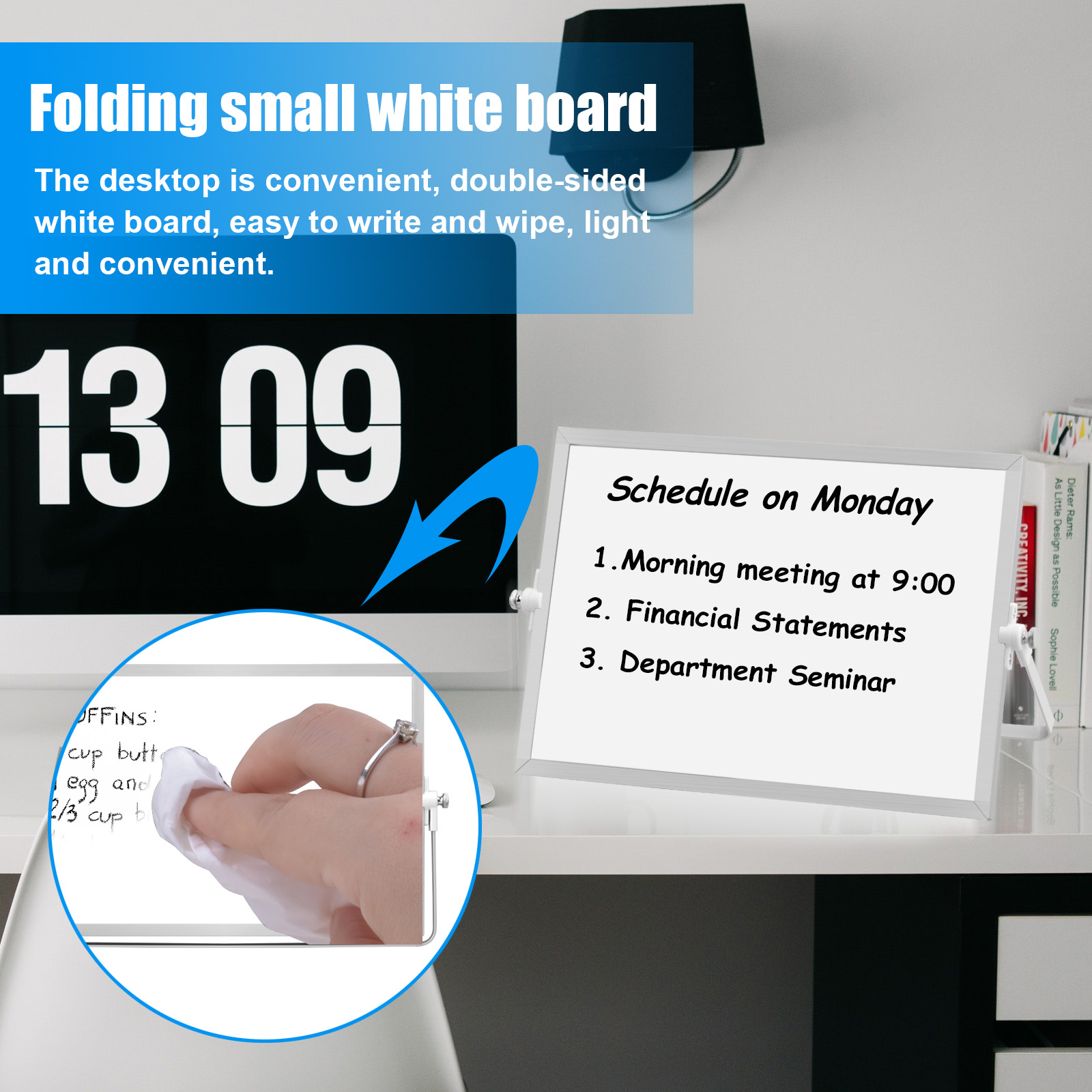 Magnetic Whiteboard A4 with Pen - 29x24cm Small Whiteboard Dry