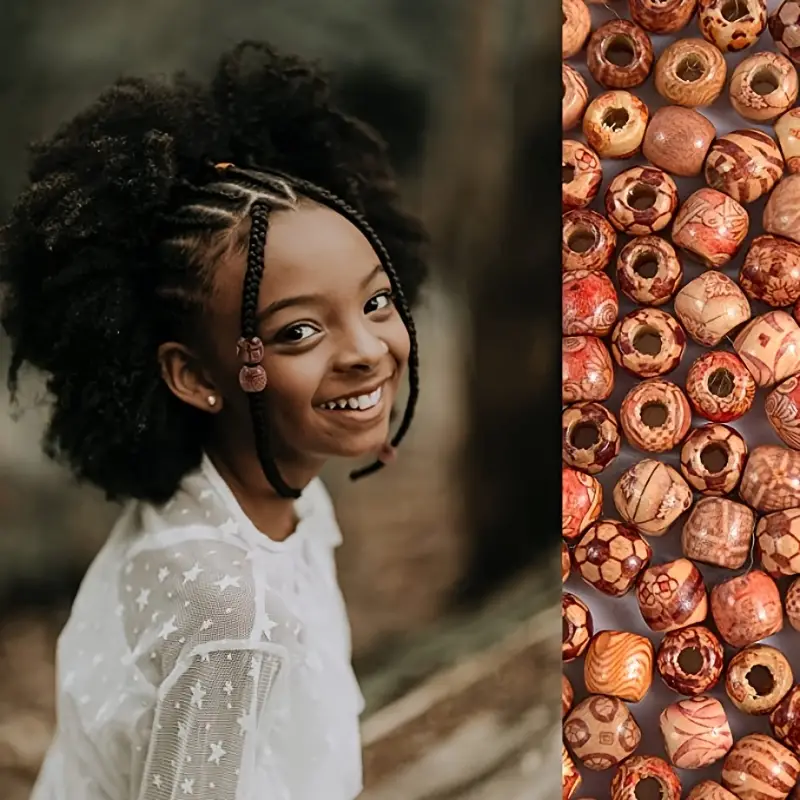 Natural African Wooden Beads For Hair Braids And Crafts - Temu