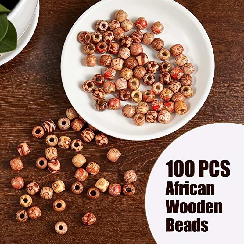 WILLBOND 1300 Pieces Wooden Beads for Crafts Colored Wooden Beads for  Jewelry Making Painted Assorted African Beads for Hair Natural Wooden Beads  DIY