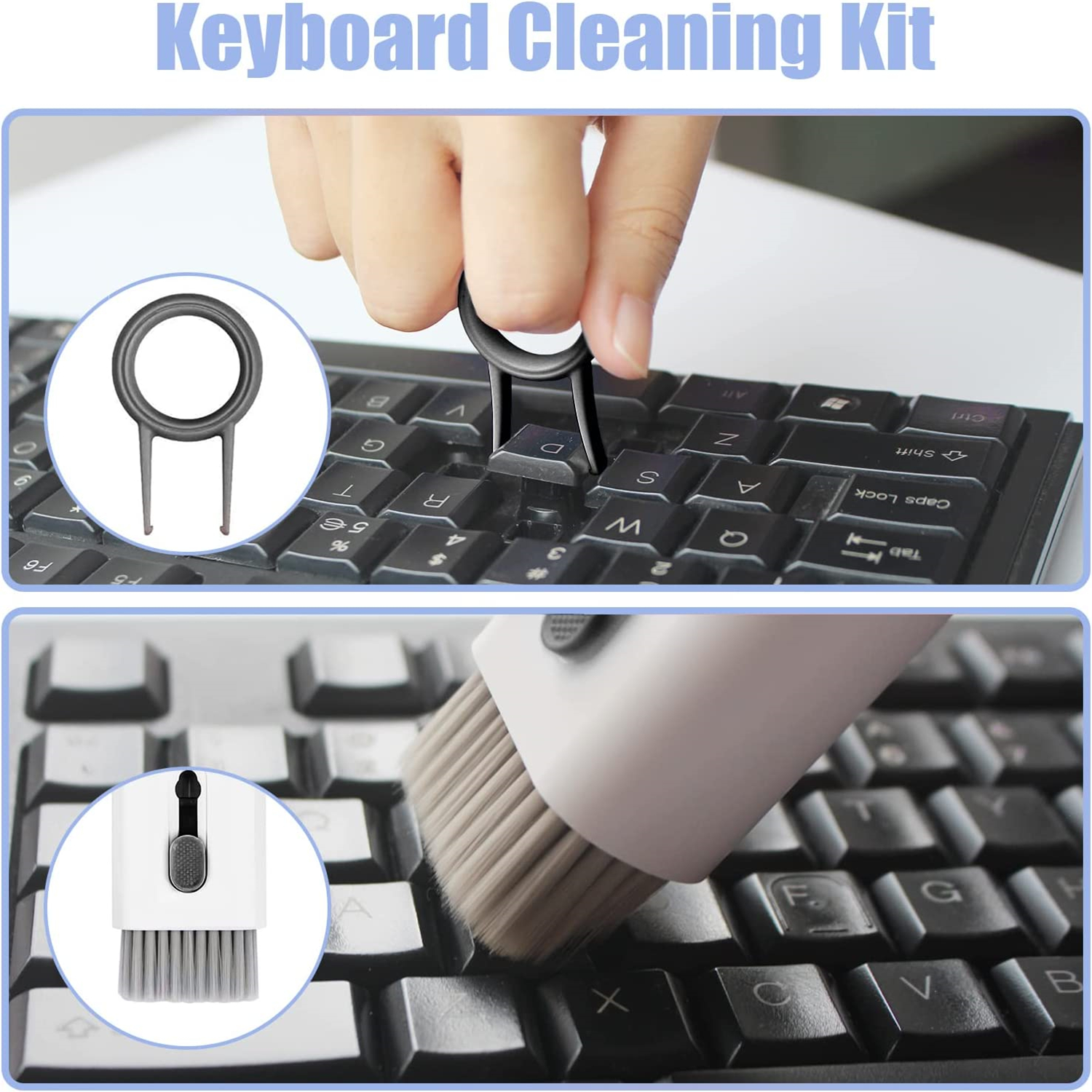 Kit de limpieza de teclado 7 en 1, herramienta de limpieza para  auriculares, funda de auriculares de teclado y computadora, kit de limpieza  profunda
