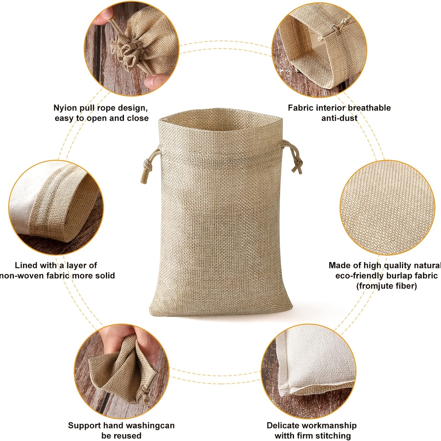 5pcs Canvas Gift Bag with Labels and Rope - Perfect for Weddings