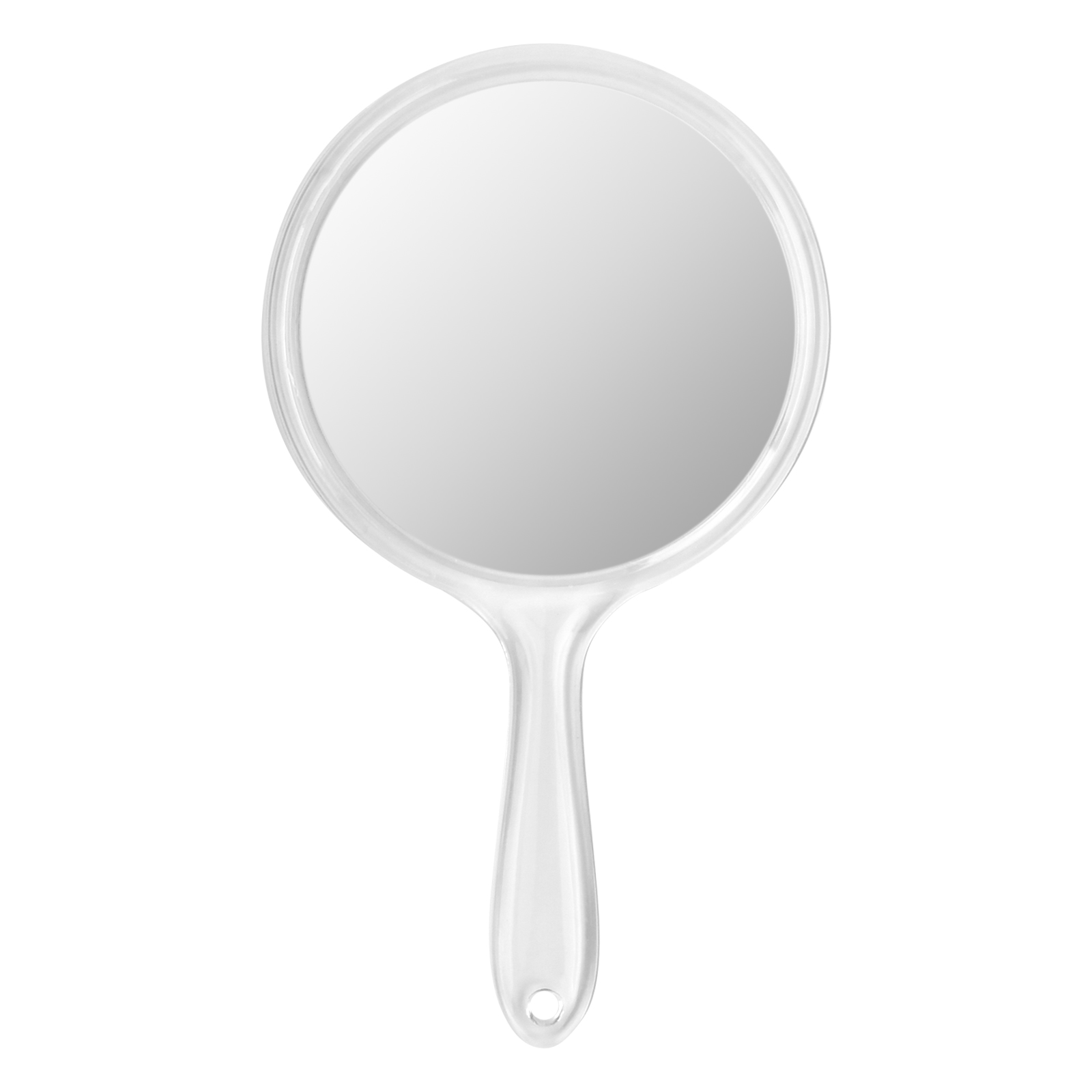 Tradineur - Espejo redondo de doble cara - Soporte de mano profesional con  mango plegable - diámetro de 16 cm - color blanco