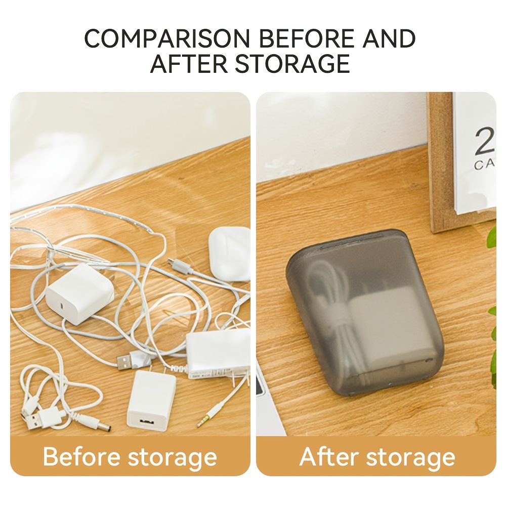 1pc Portable Storage Box For Cables, Desktop Accessories, Chargers