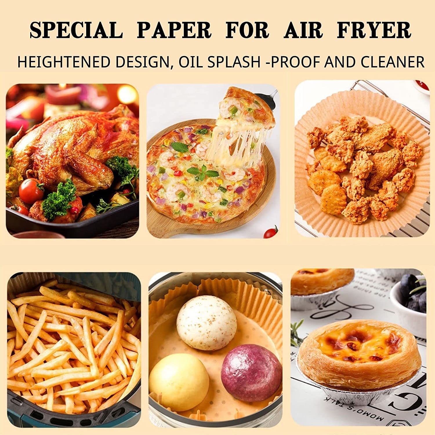 Air Fryer Disposable Paper Liner Non-Stick Air Fryer Parchment Paper Liners  Baking Paper Filters For AirFryer Micro-wave Oven