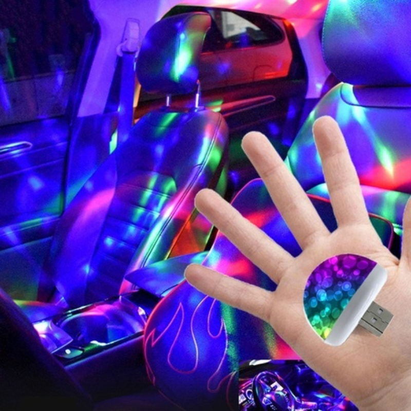 1PC Autodach-Nachtlicht, USB-Auto-Auto-Deckeninnenbeleuchtung,  LED-Atmosphärenlicht, DJ-Disco-Projektorlicht,  RGB-Sprachsteuerungs-Bühnenlampe für Autos - Temu Austria