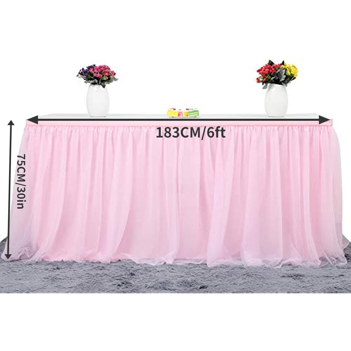 1pc 6ft Gonna Tavolo In Tulle Rosa Volant Baby Shower - Temu Italy