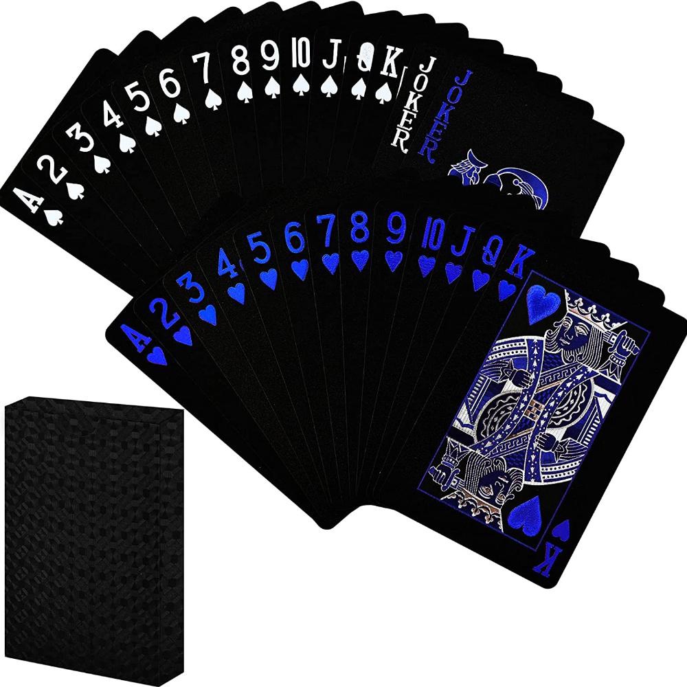 Pomurom Cartes à Jouer Noires, Carte Magique Amusante avec Motif de  gaufrage, Cartes à Jouer résistantes à l'eau pour la fête, la Piscine, la  Magie