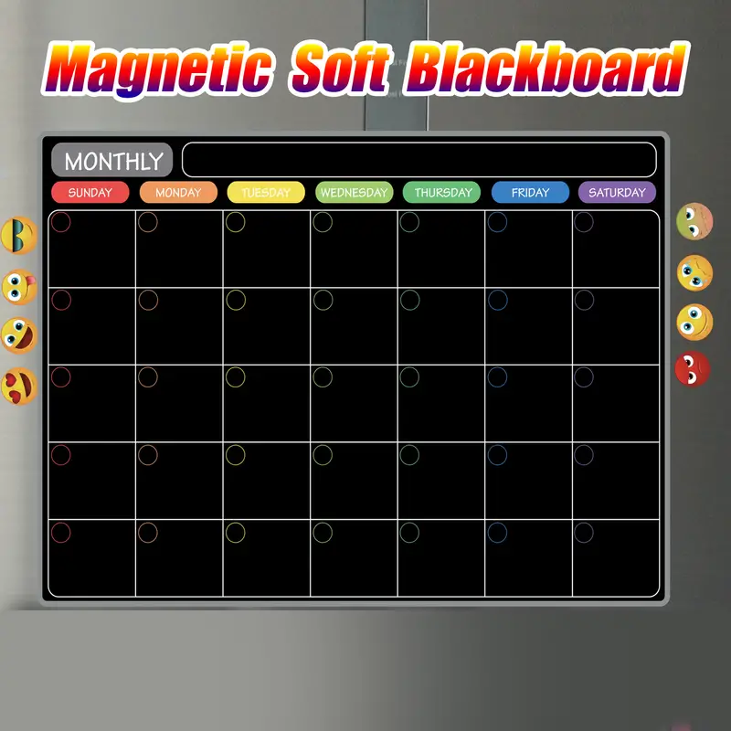 large size magnetic monthly plan fridge sticker message sticker soft white board soft black board wet erase details 3