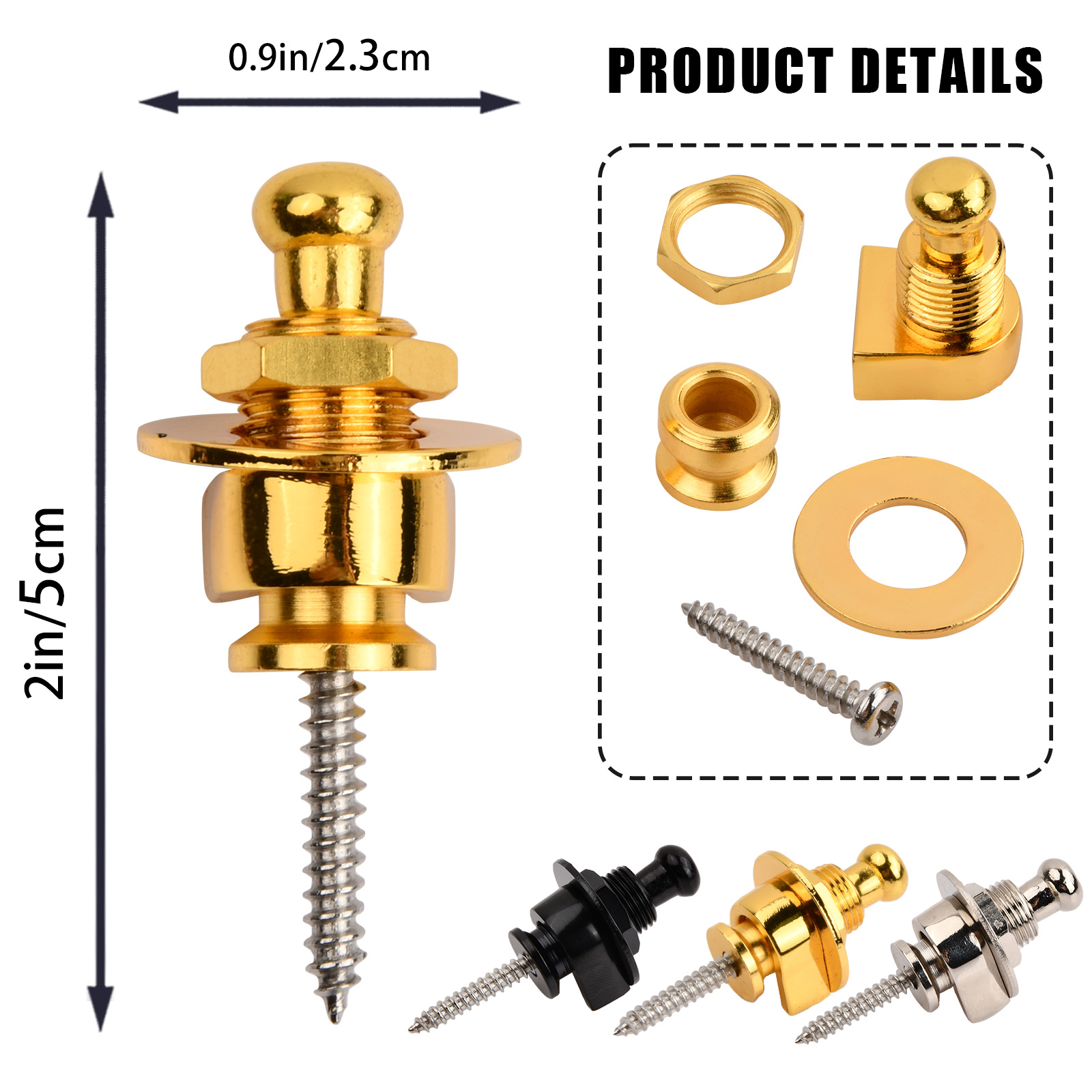 Fender Strap Locks and Buttons Set - Gold