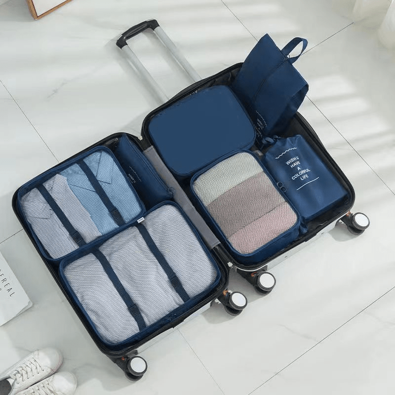  Bolsas de compresión para equipaje de viaje, 6 uds, bolsa de  almacenamiento de artículos de tocador para lavandería, Azul : Ropa,  Zapatos y Joyería