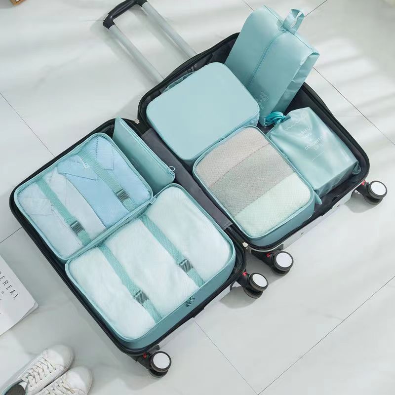 Cubos de embalaje para viajes, 8 cubos de viaje, organizador de maleta  plegable, bolsa de almacenamiento de equipaje ligera (color azul)