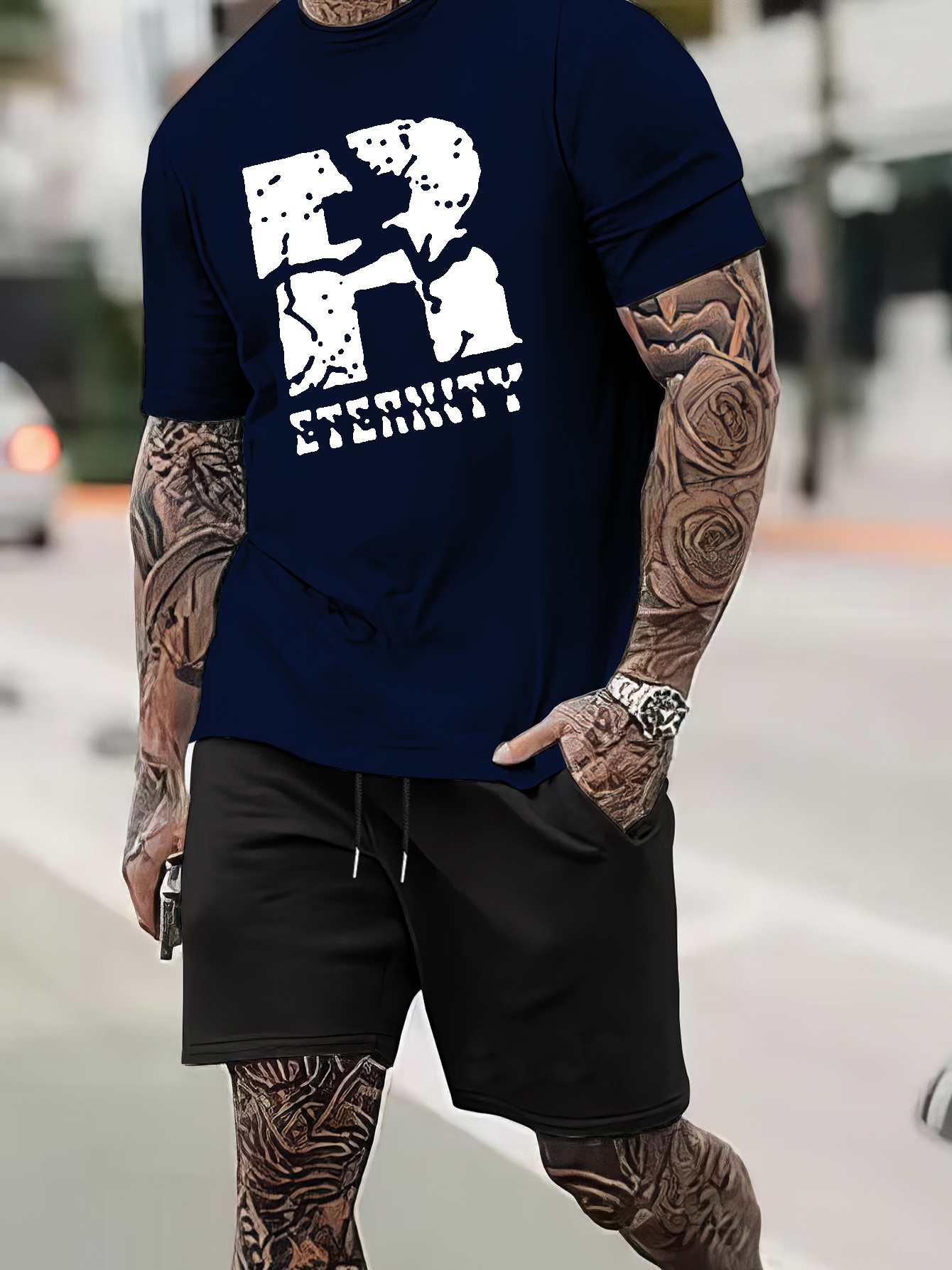 Letter ''r'' Print Street Style Men's Outfits Trendy T shirt - Temu