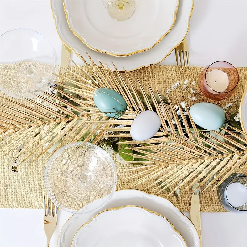 Golden Artificial Palm Leaves Add A Touch Of Tropical Flair - Temu