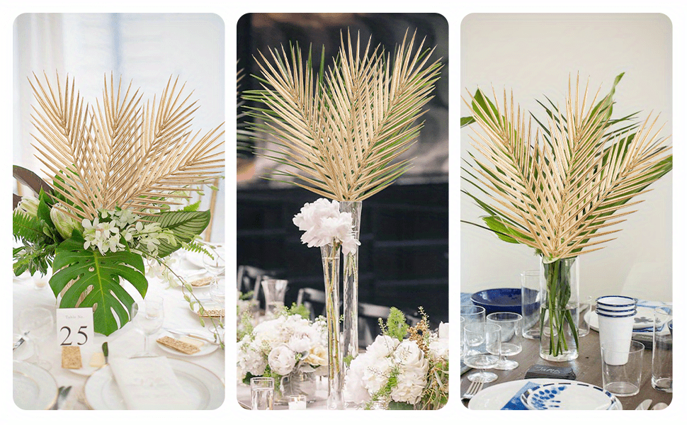 Golden Artificial Palm Leaves Add A Touch Of Tropical Flair - Temu