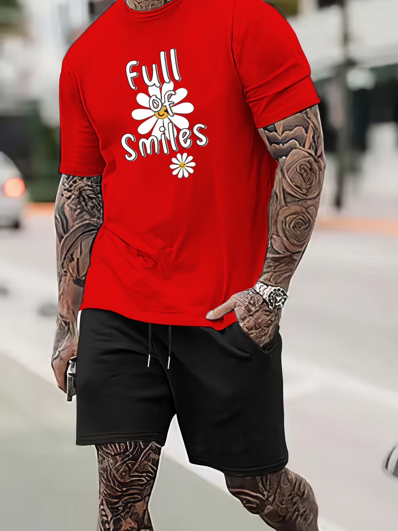 full Smiles'' Print Street Style Men's Outfits Trendy T - Temu Sweden