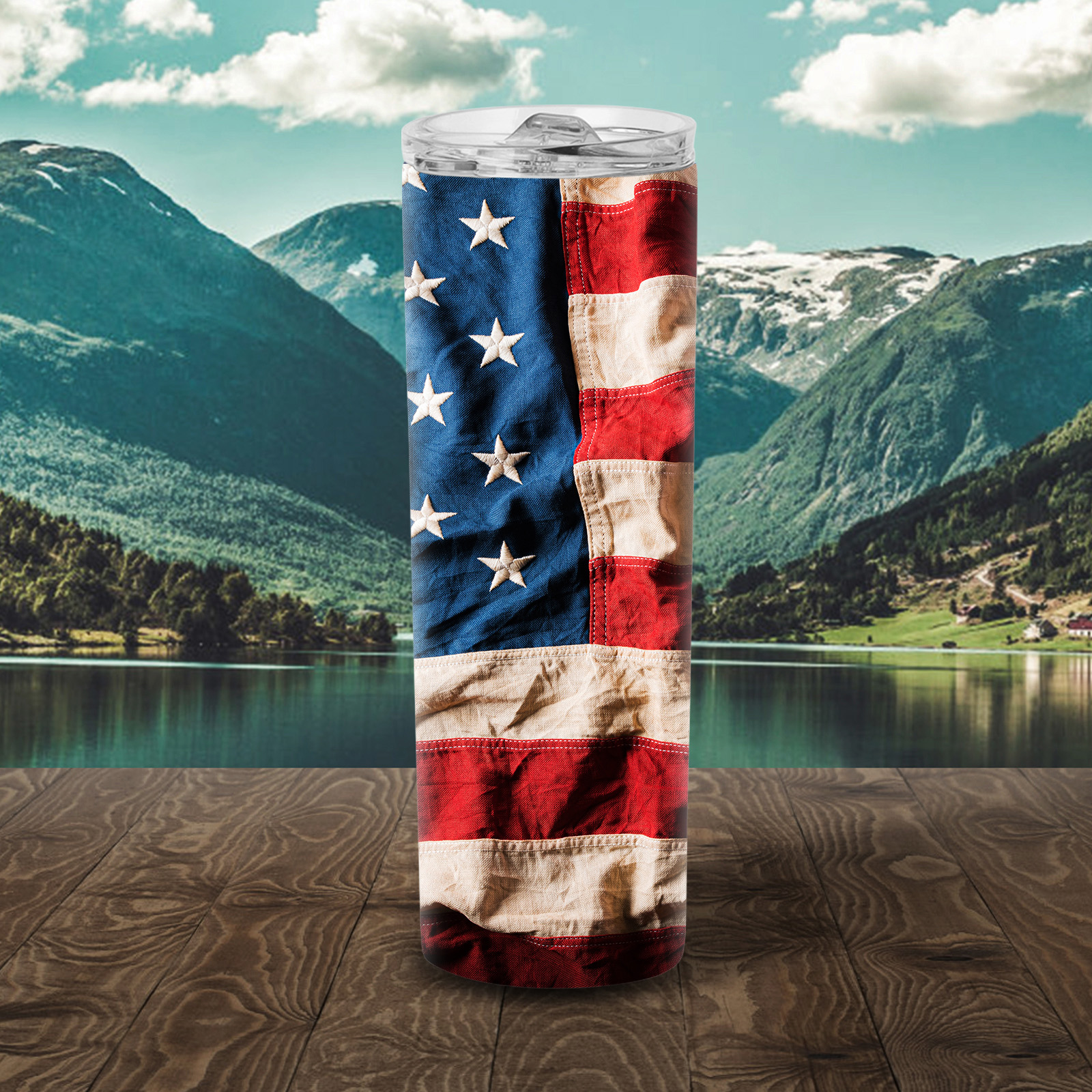 Stainless Steel Tumbler With Skull And American Flag Design - Temu