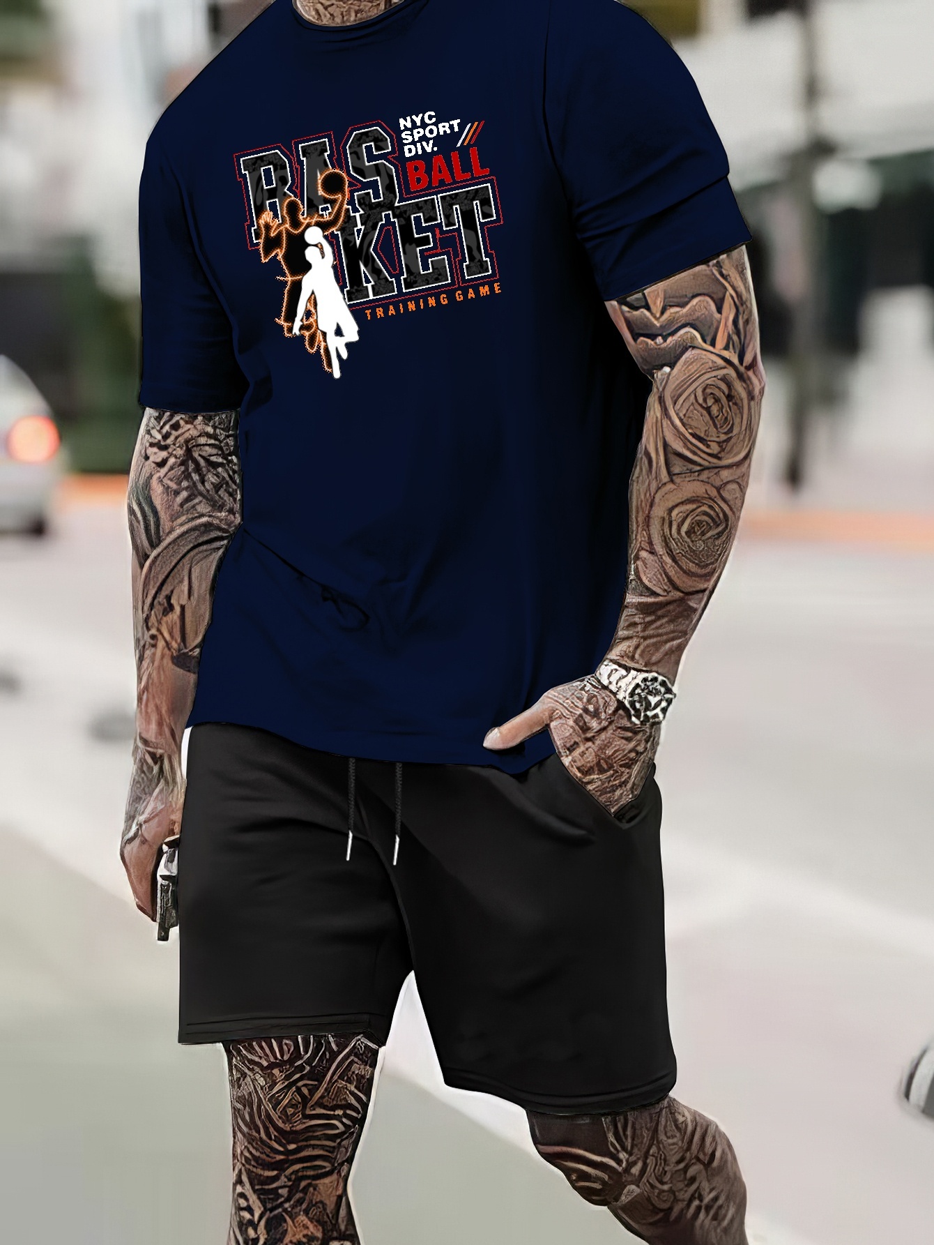 Basketball Player Creative Print Men's Casual Short Sleeve T