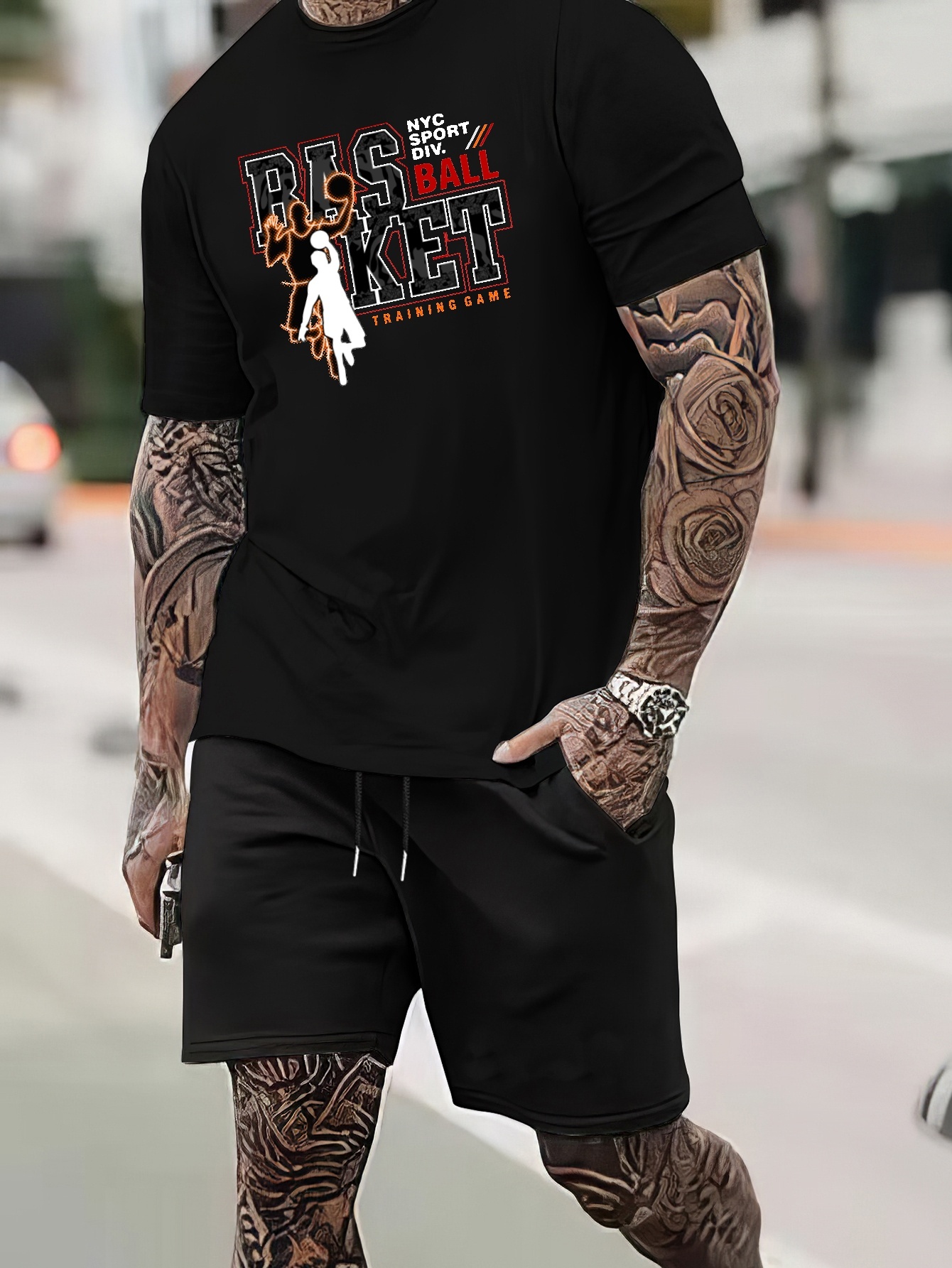 Basketball Player Creative Print Men's Casual Short Sleeve T