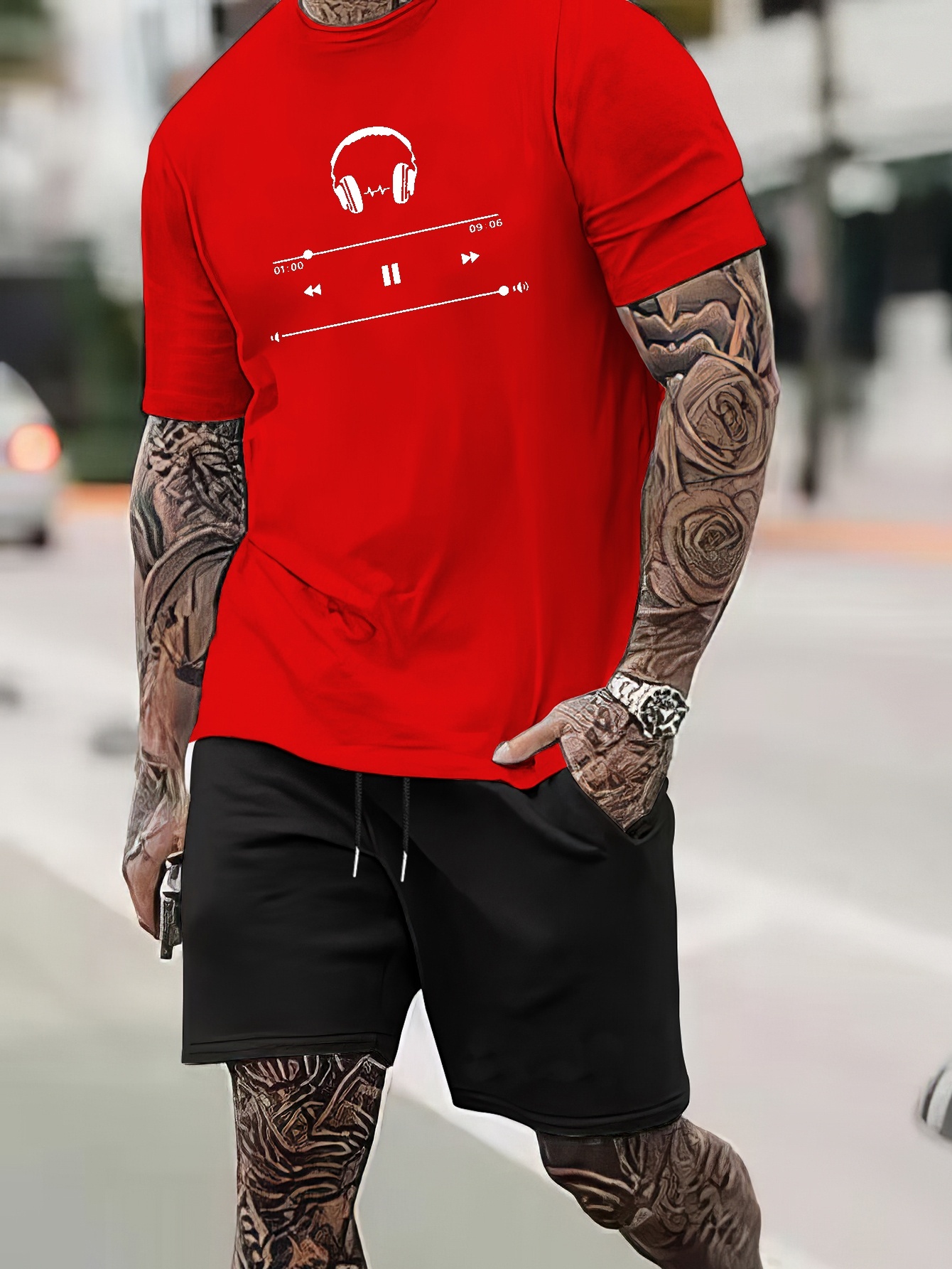 Graphic Short Shorts for Men Mens Tshirts Graphic Music Muscle