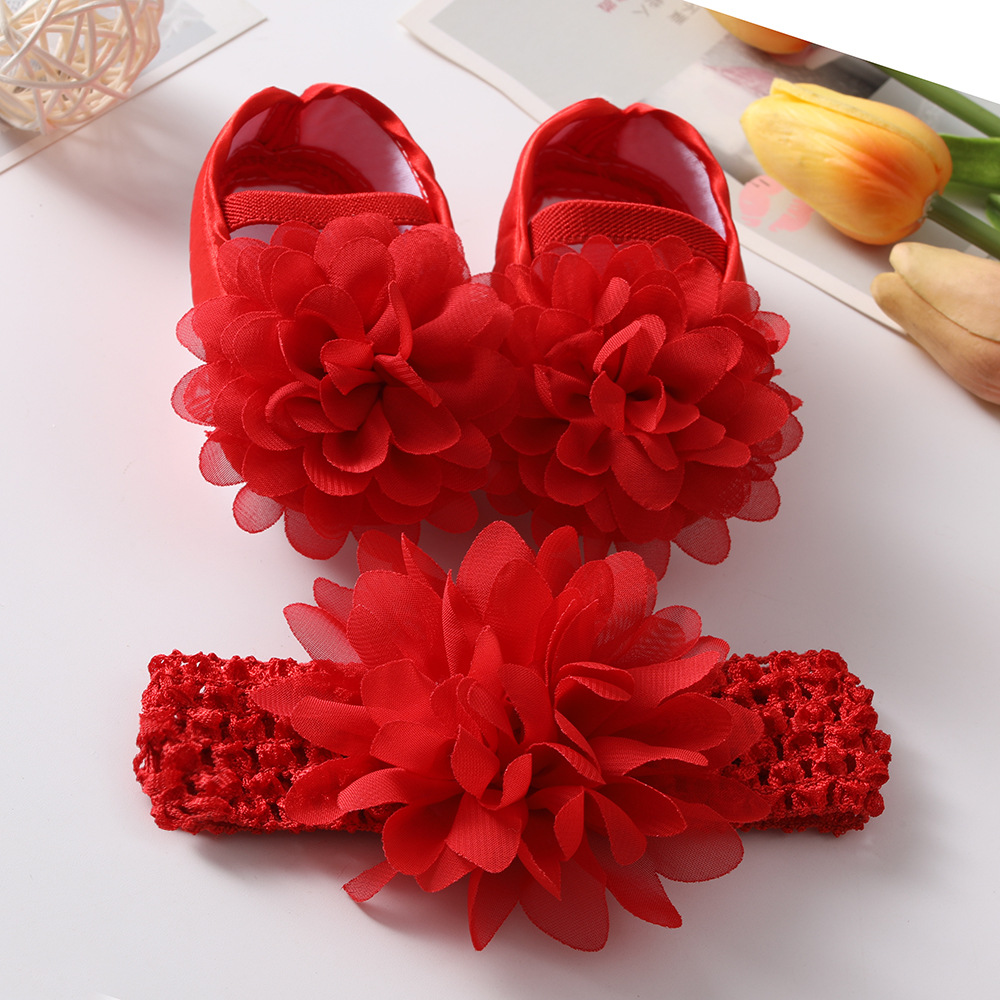 

Infant Baby Girls Cute Slip On Flats With Lace Flower Decor, Lightweight Soft Sole Anti-skid Princess Dress Shoes With Cute Hairdress For Newborn Infants