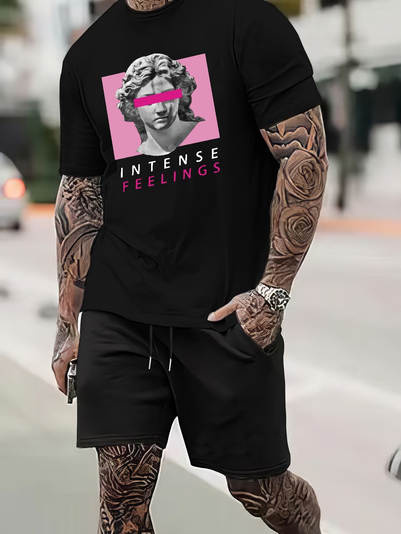 Conjunto De Camiseta Y Pantalones Cortos De Manga Corta Con Cuello Redondo  Cómodo Para Hombre Con Estampado Gráfico De Letter Ny, Ropa Informal De  Verano A La Moda, Descuentos Para Todos