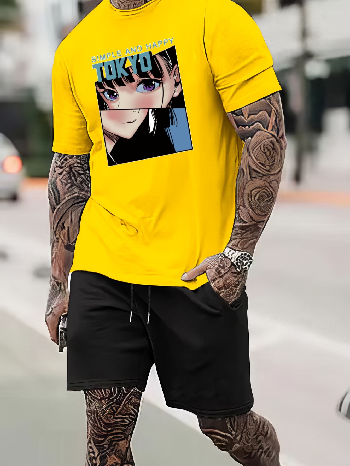 Anime Print, Men's Outfits, Comfy T-shirt And Casual Drawstring Shorts Set  For Summer - Temu