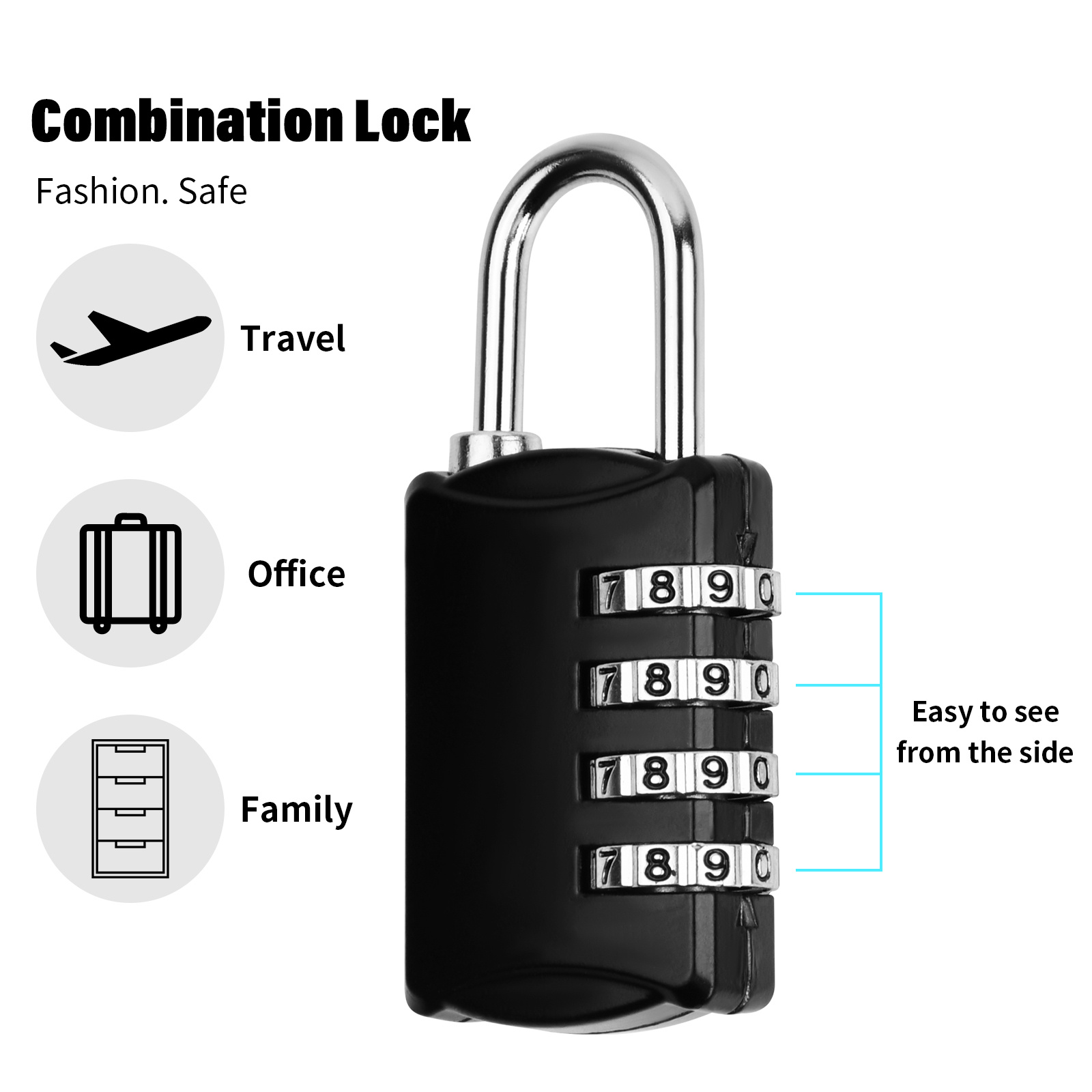 2 Pack Black Gym Locker Lock, Lock for Locker of School and Gym