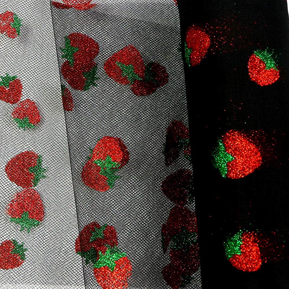 1pc Shiny Strawberry Glitter Tulle Rolls 6 Inch X 10 Yards (30 Feet) Tulle  Rolls Spool Fabric Tutu For DIY Skirts Wedding Gift Wrap Sewing Crafting Bo