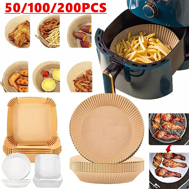50/100pc Air Fryer Disposable Paper Liner Non-Stick Air Fryer Parchment Paper  Liners Baking Paper Filters For Baking accessories - AliExpress