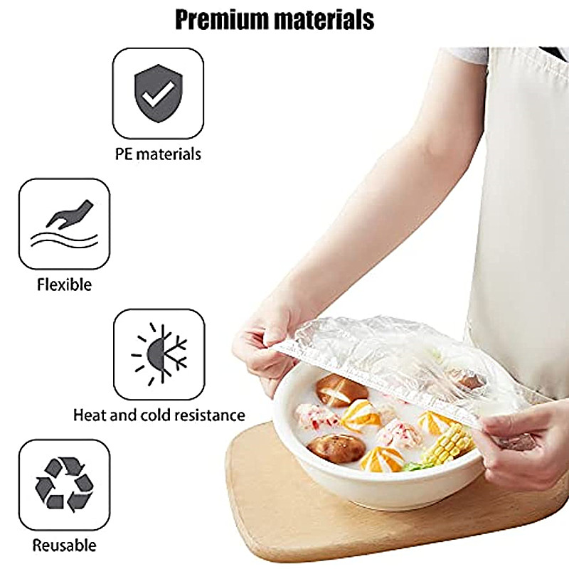 200PCS Fresh Keeping Bowl Covers, Plastic Food Covers with Elastic