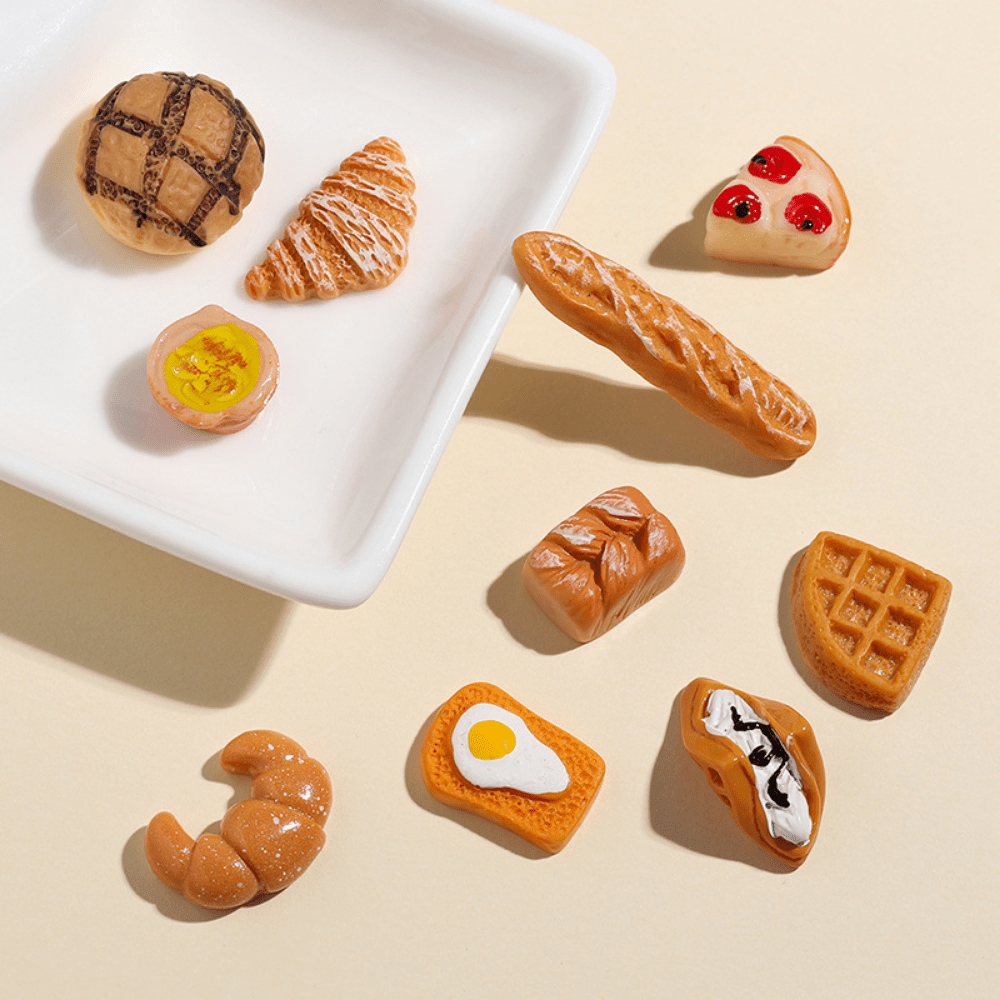 BENBO 36 Pcs Handmade Simulation Food Bread Toast Charms Pendant Resin  Imitation Hanging Food Charms Croissant French Bread Pendants DIY Baking  Charms