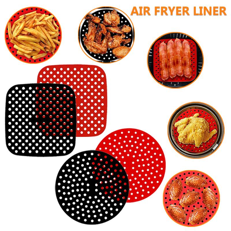 8.5Inch Air Fryers Silicone Pot Round Liners - Reusable Air Fryers Basket  Liners Accessories Red 