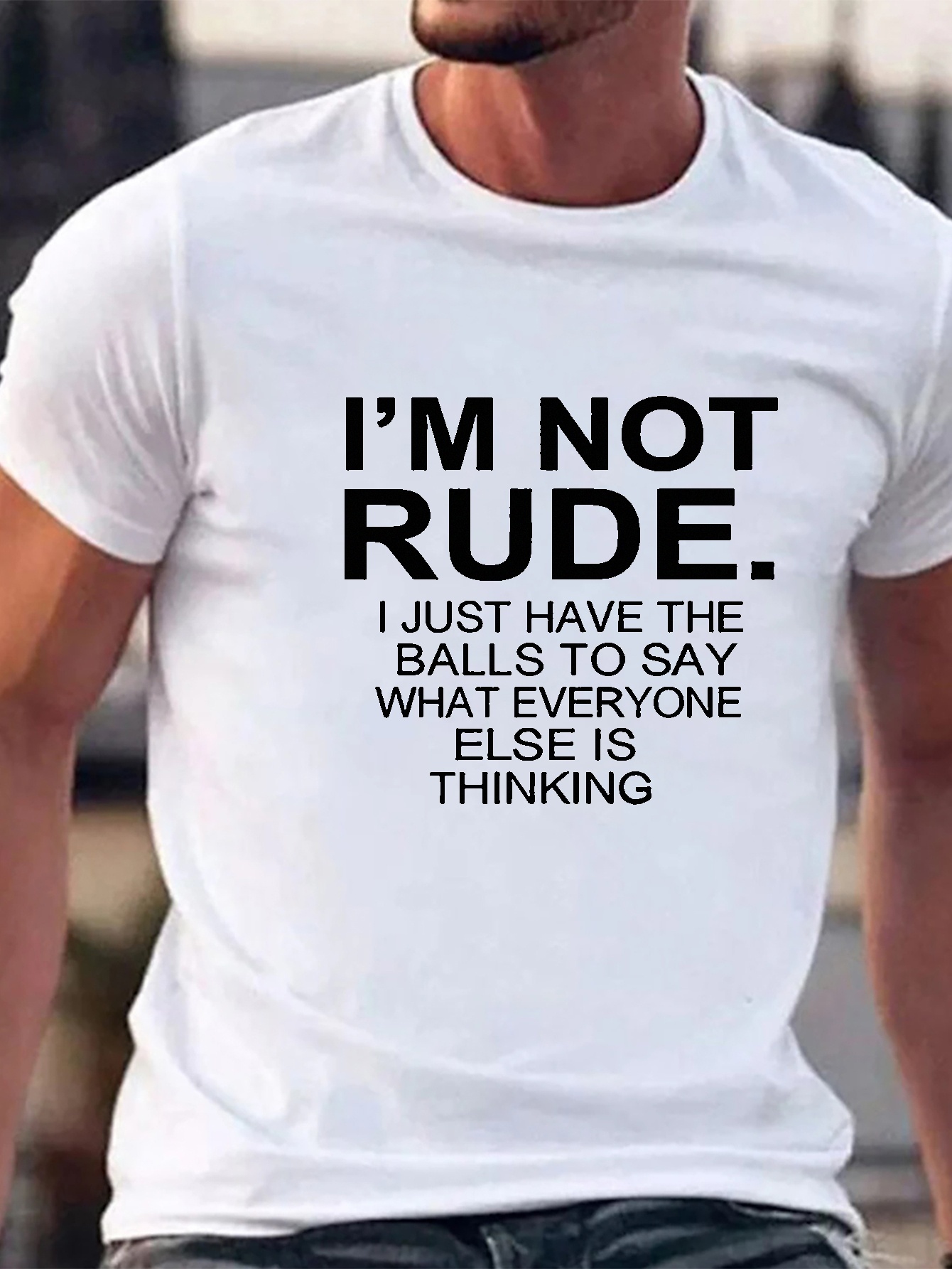 Creative 'm Rude Letters Graphic Men's Crew Neck T shirt - Temu