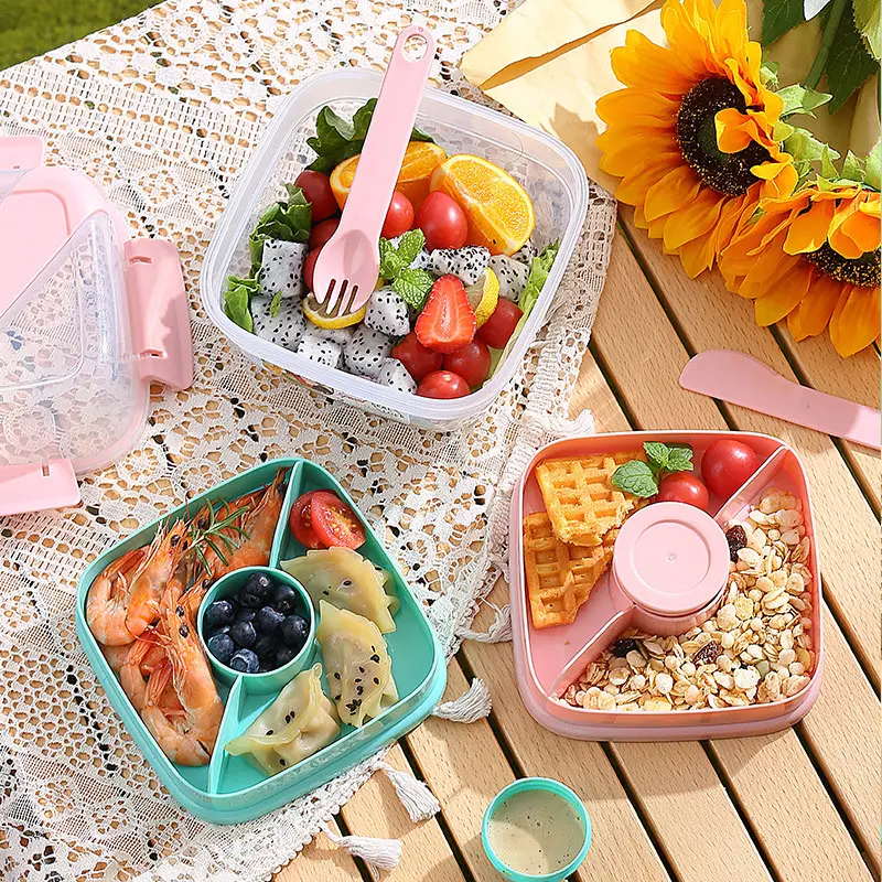 Bento Box With Cutlery, Adult Lunch Box, Salad Bowls With Salad