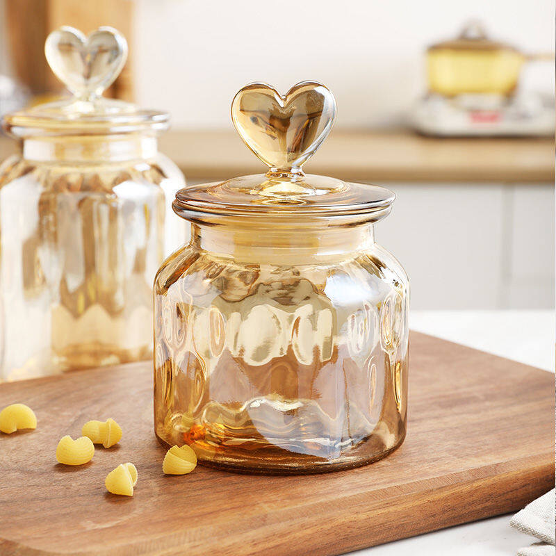 Airtight Sealed Jar With Heart Lid Large Glass Amber Bottle - Temu United  Arab Emirates