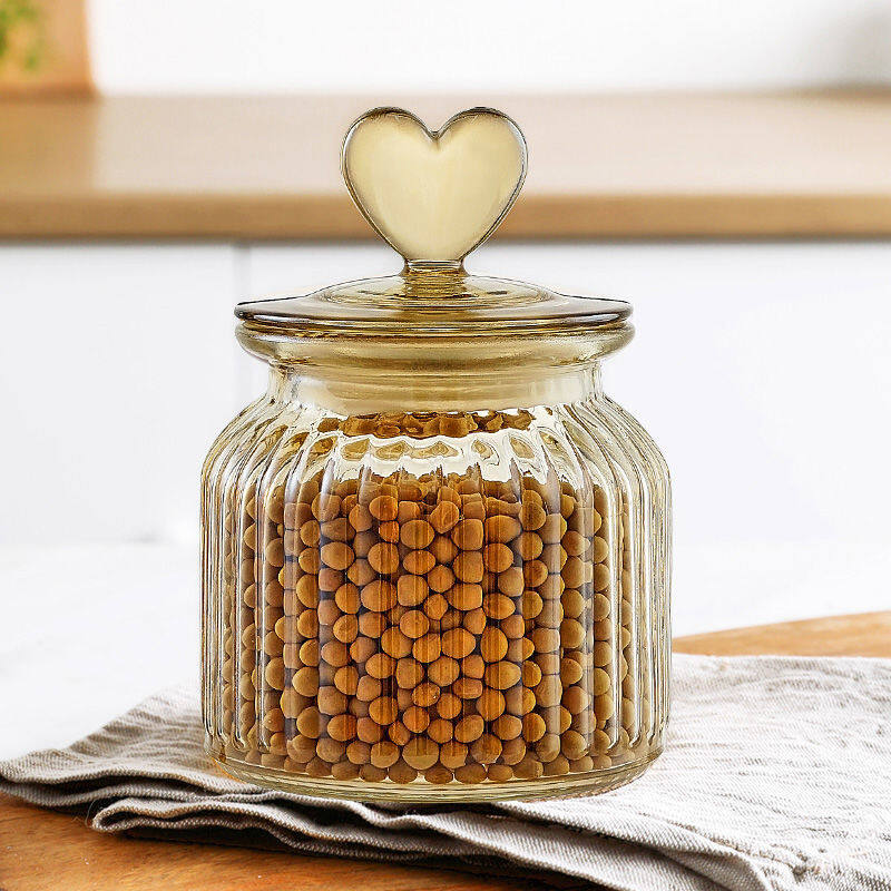 Airtight Sealed Jar With Heart Lid Large Glass Amber - Temu