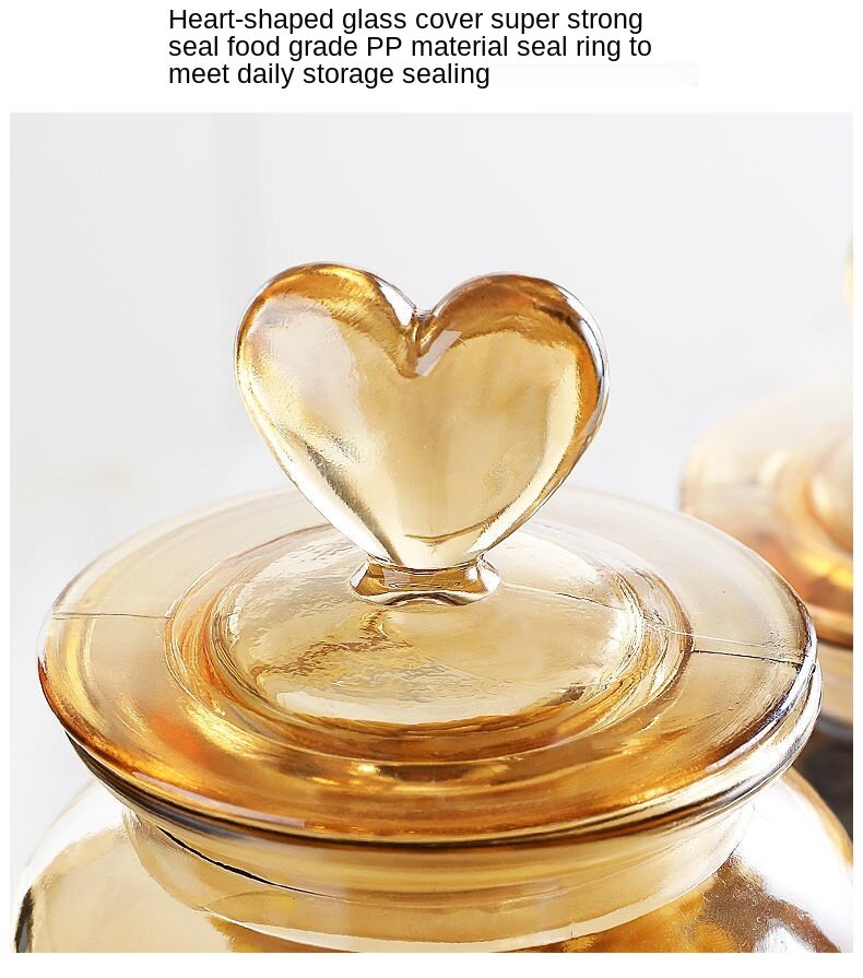 Airtight Sealed Jar With Heart Lid Large Glass Amber Bottle - Temu United  Arab Emirates