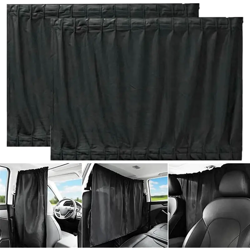 Black Car Front And Rear Partition Curtains Interior Middle